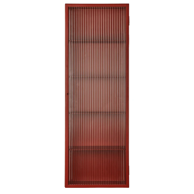 Haze Veggskap Ribbet Glass 35x100 cm, Oxide Red