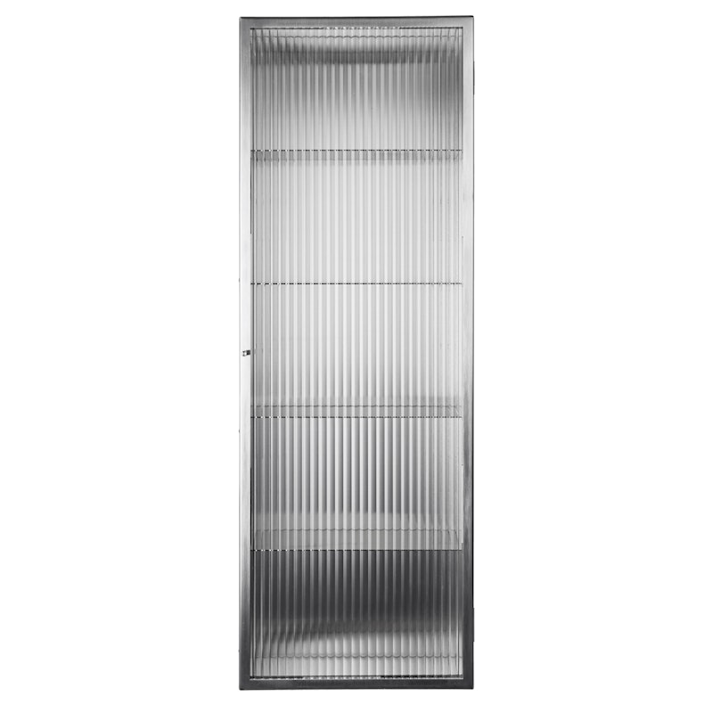 Haze Veggskap Ribbet Glass 35x100 cm, Rustfritt Stål