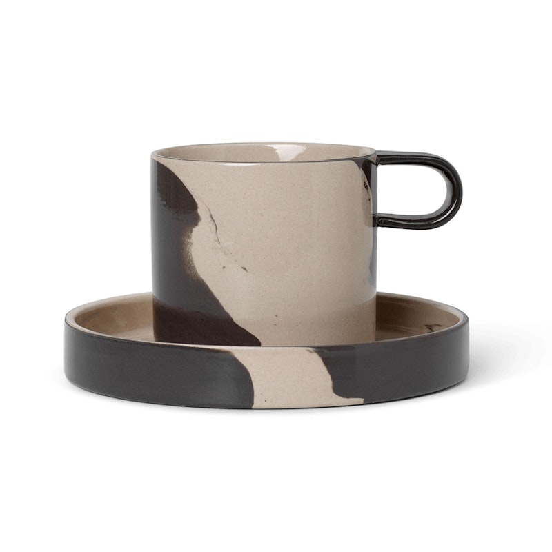 Inlay Kopp Med Tallerken, Sand / Brun