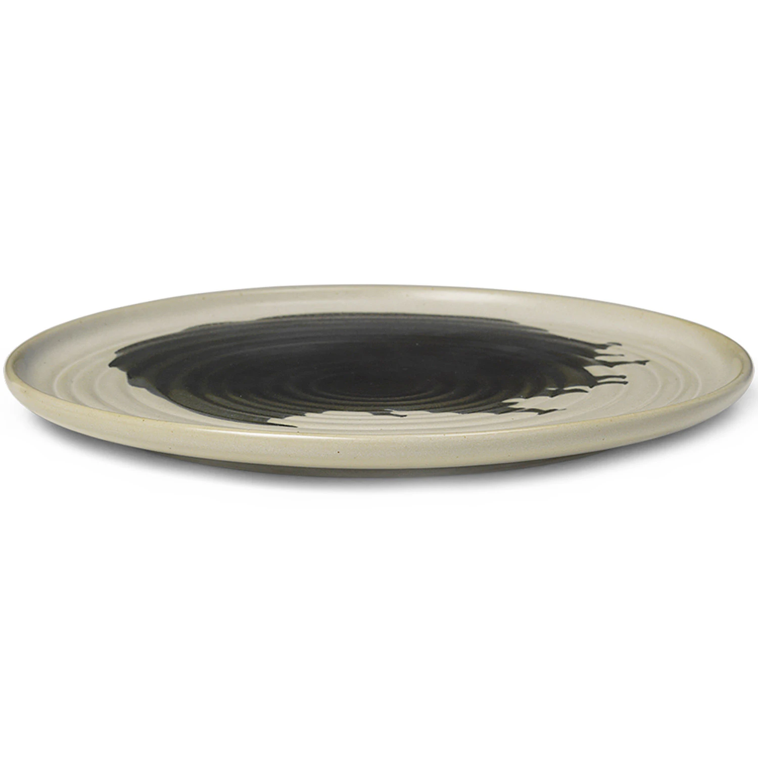 Ferm Living Omhu Tallerken &Oslash;26,5 Cm /Charcoal -  Tallerkener Stengods Off-White - 1104265319