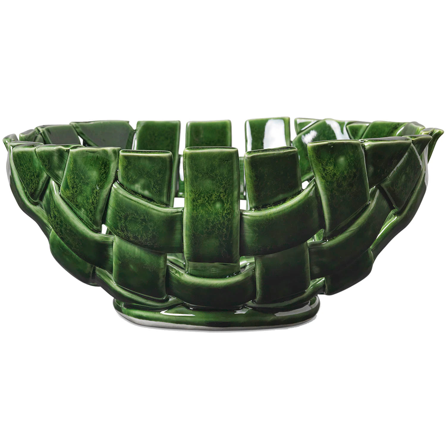 Ferm Living Plait Sk&aring;l &Oslash;24 Smaragdgr&oslash;nn -  Serveringssk&aring;ler Keramikk Emerald Green - 1104269918