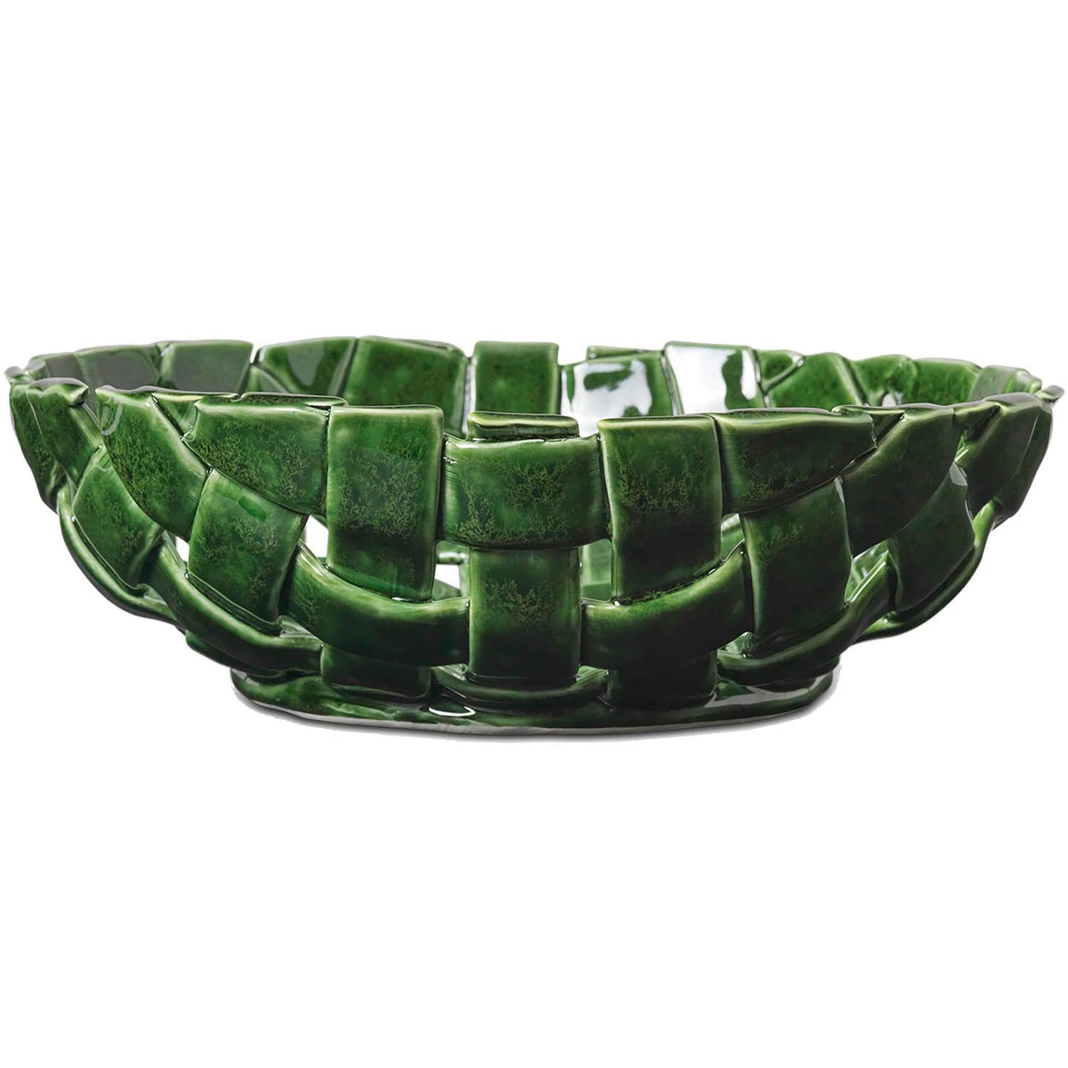 Ferm Living Plait Sk&aring;l &Oslash;30 Cm Smaragdgr&oslash;nn -  Serveringssk&aring;ler Keramikk Emerald Green - 1104269913