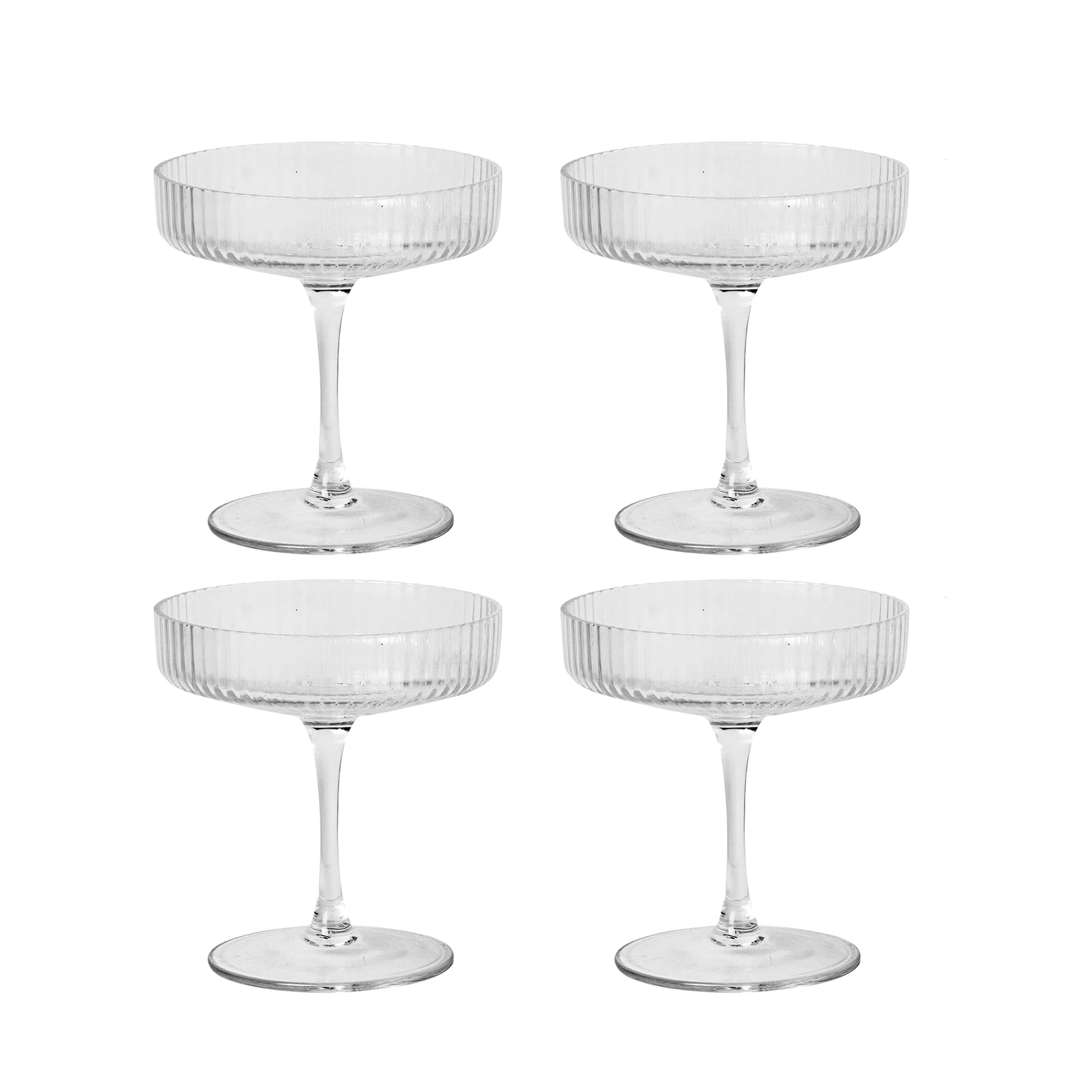 Ferm Living Ripple Champagneglass 4-pk - Champagneglass Munnbl&aring;st Glass Klar - 5444X2