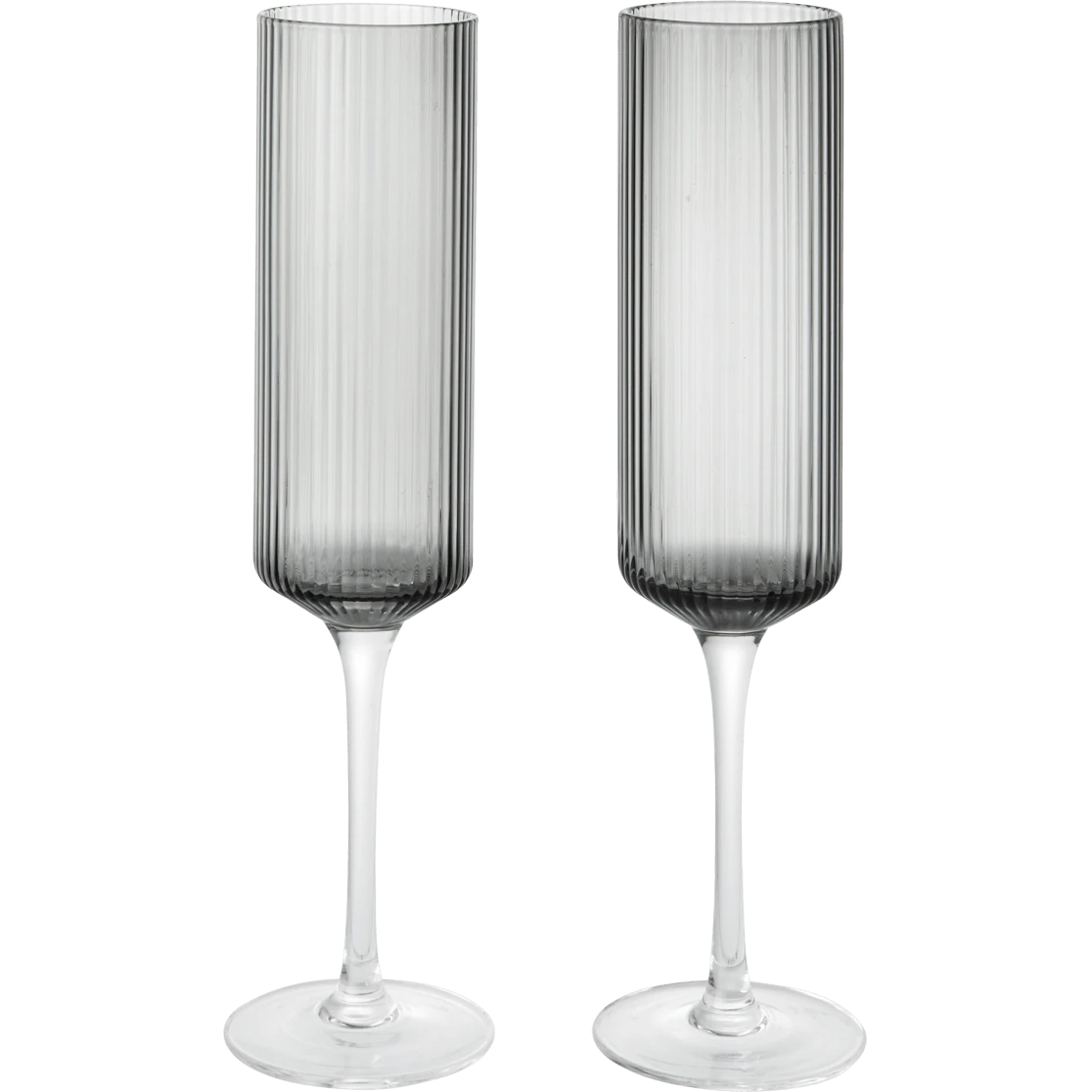 Ferm Living Ripple Champagneglass 2-pk Smoked Grey -  Champagneglass Munnbl&aring;st Glass R&oslash;ykgr&aring; - 1104271424