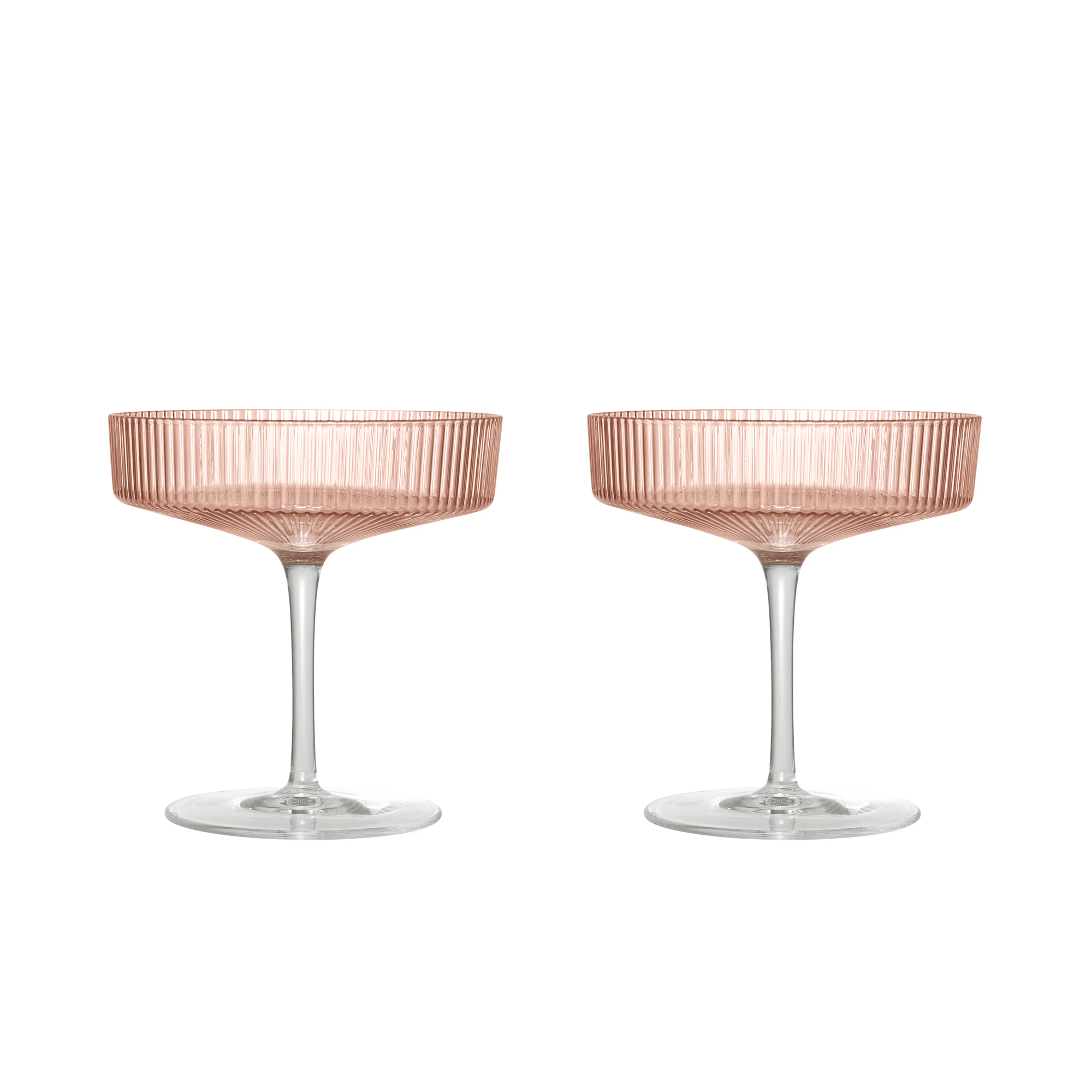 Ferm Living Ripple Champagneglass 2-pk - Champagneglass Munnbl&aring;st Glass Blush - 1104274217