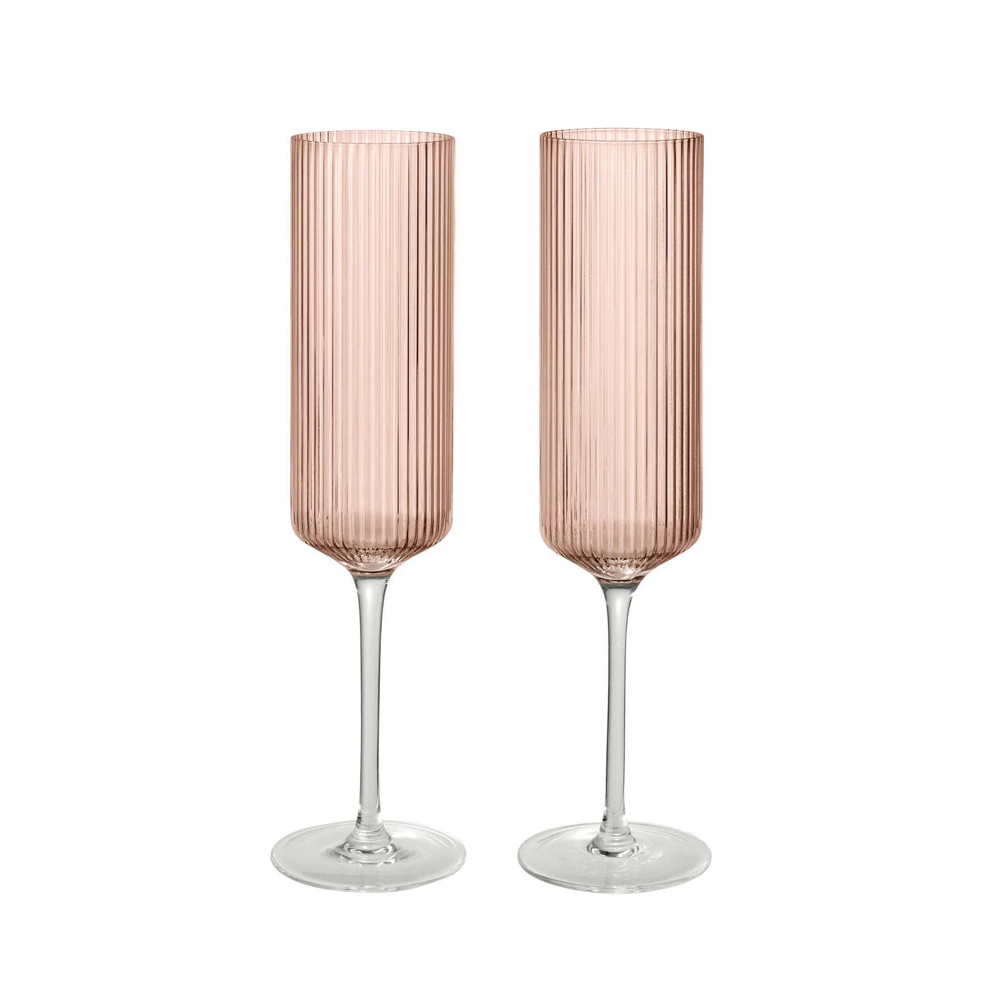 Ferm Living Ripple Champagneglass 2-pk - Champagneglass Munnbl&aring;st Glass Blush - 1104274218