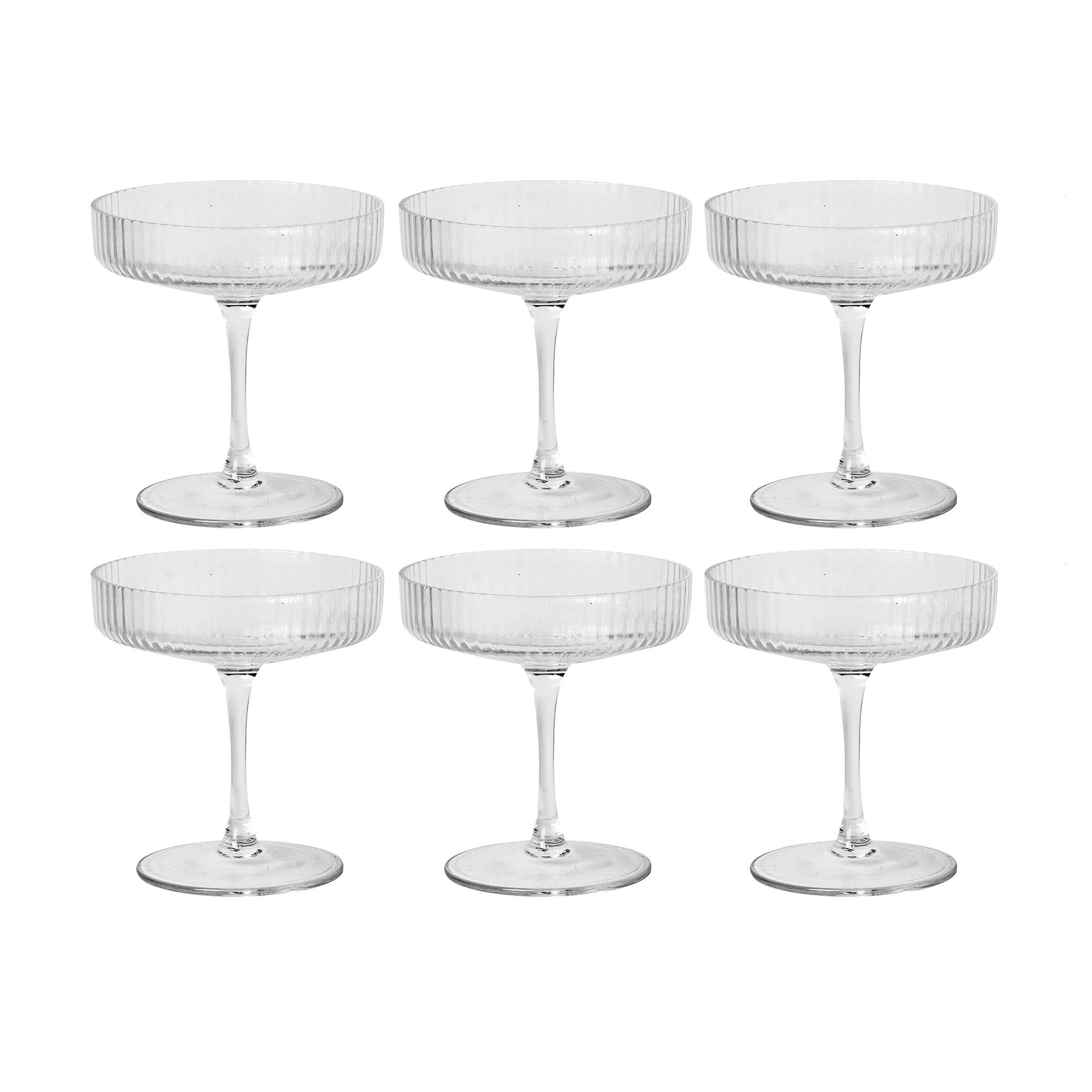 Ferm Living Ripple Champagneglass 6-pk - Champagneglass Munnbl&aring;st Glass Klar - 5444X3