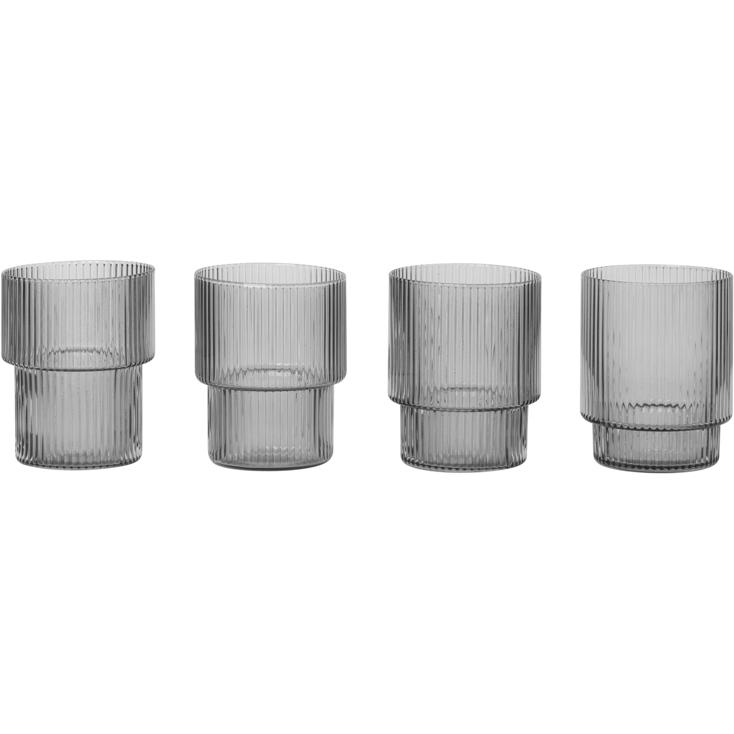 Ferm Living Ripple Glass 4-pk 6 Cl Smoked Grey -  Snapsglass & Avecglass Munnbl&aring;st Glass R&oslash;ykgr&aring; - 100478112