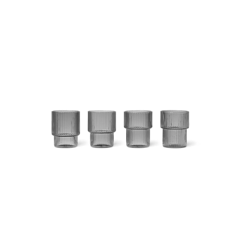 Ripple Glass Small 6 cl 4-pk, Smoked Grey