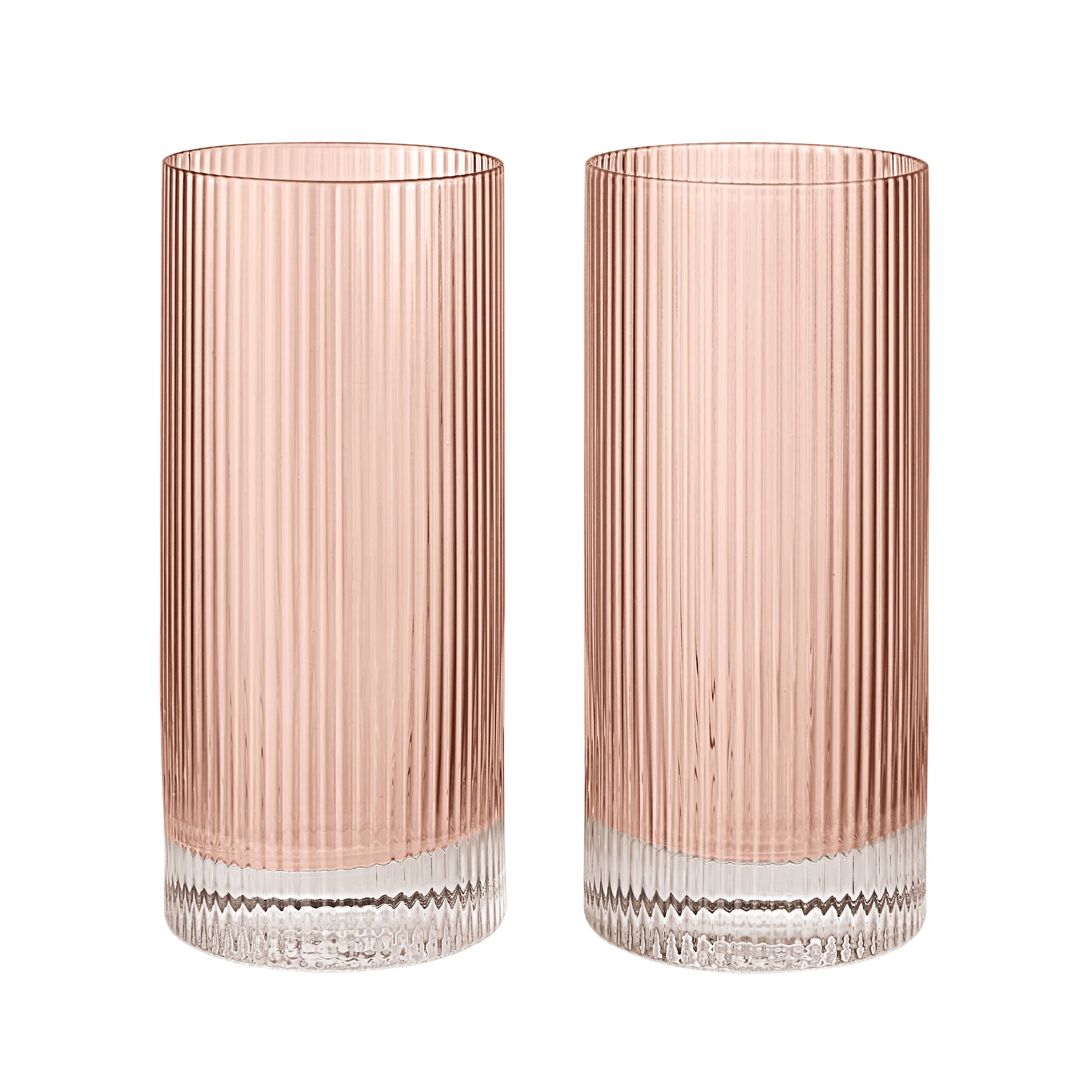 Ferm Living Ripple Highball-glass 2-pk - Highballglass & Longdrinkglass Munnbl&aring;st Glass Blush - 1104274227