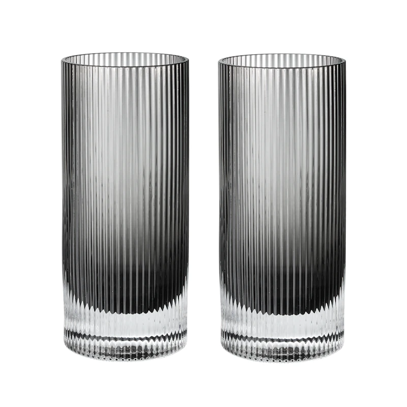 Ripple Highball-Glass 2-pk, Smokey Grey