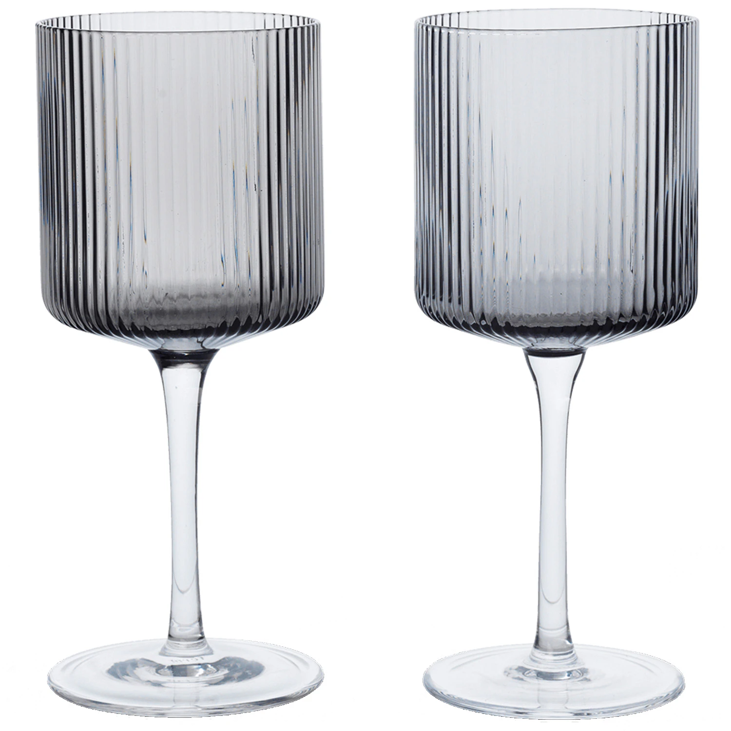 Ferm Living Ripple Hvitvins 2-pk Smoked Grey -  Vinglass Glass R&oslash;ykgr&aring; - 1104270096