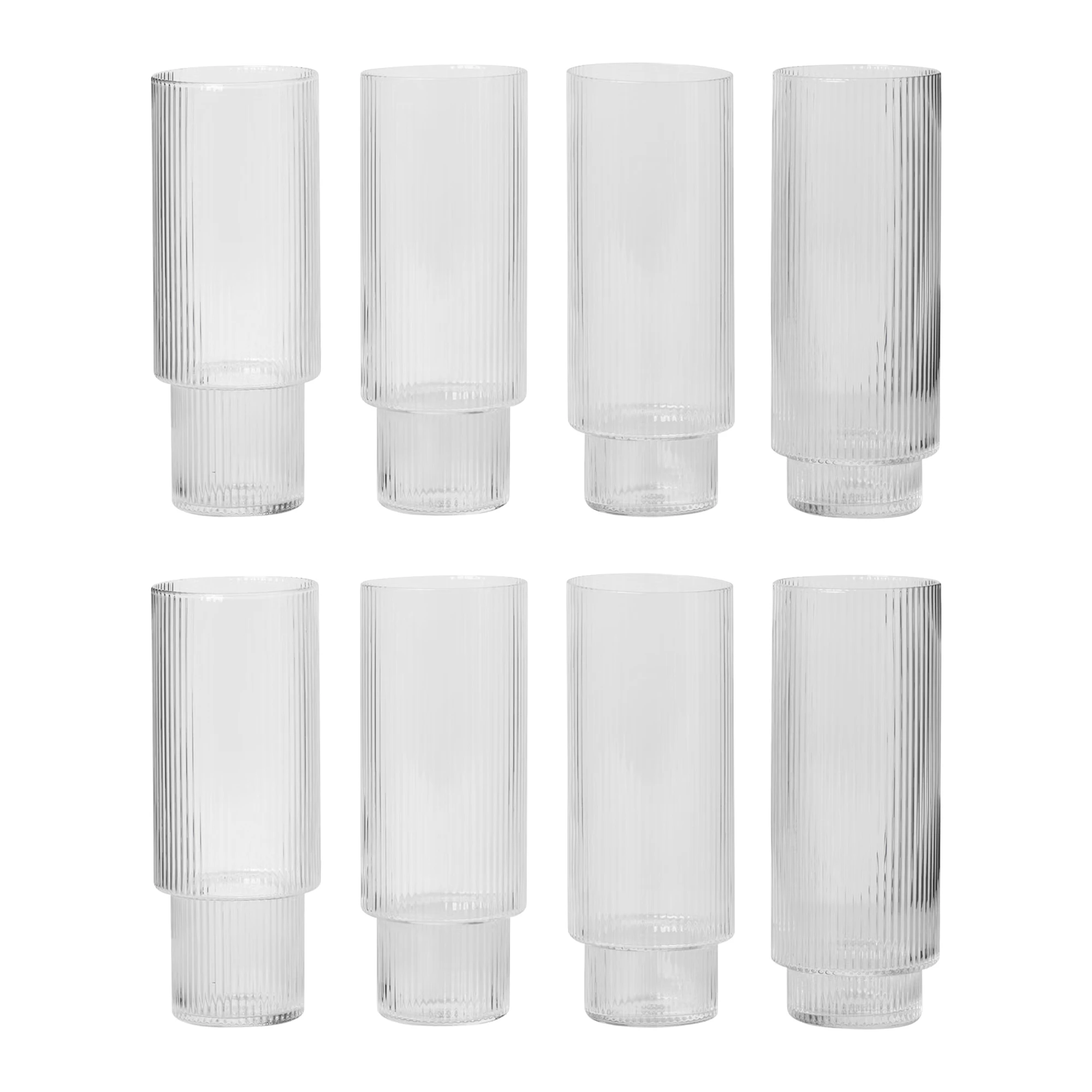 Ferm Living Ripple Longdrinkglass 30 Cl 8-pk - Highballglass & Longdrinkglass Munnbl&aring;st Glass Klar - 5445X2