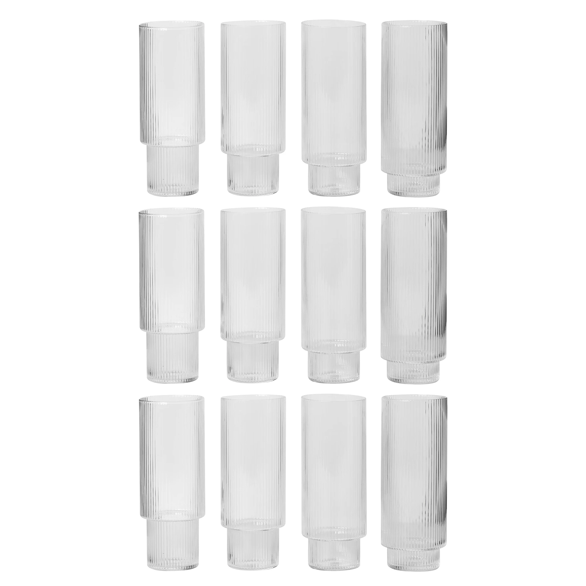 Ferm Living Ripple Longdrinkglass 30 Cl 12-pk - Highballglass & Longdrinkglass Munnbl&aring;st Glass Klar - 5445X3