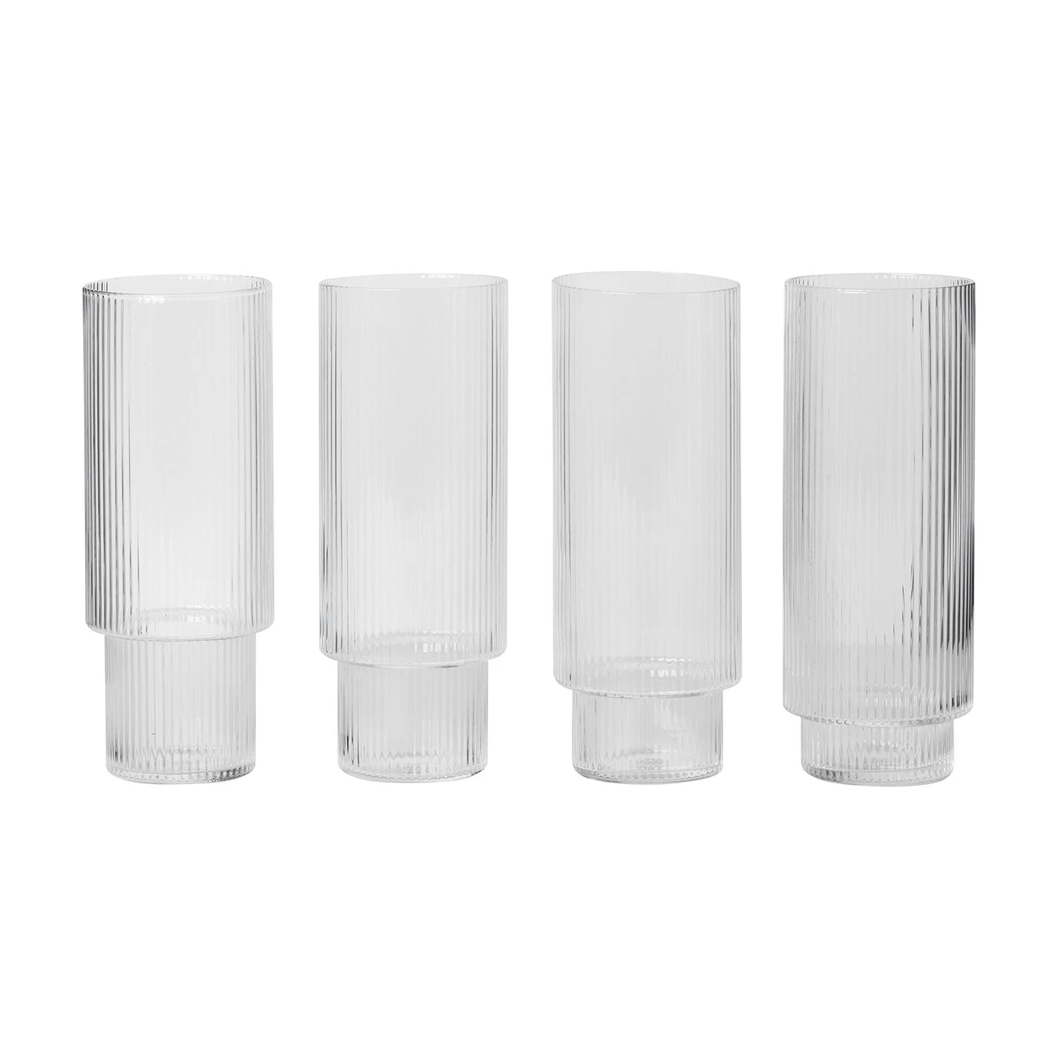 Ferm Living Ripple Longdrinkglass 4-pk  -  Highballglass & Longdrinkglass Munnbl&aring;st Glass Klar - 5445