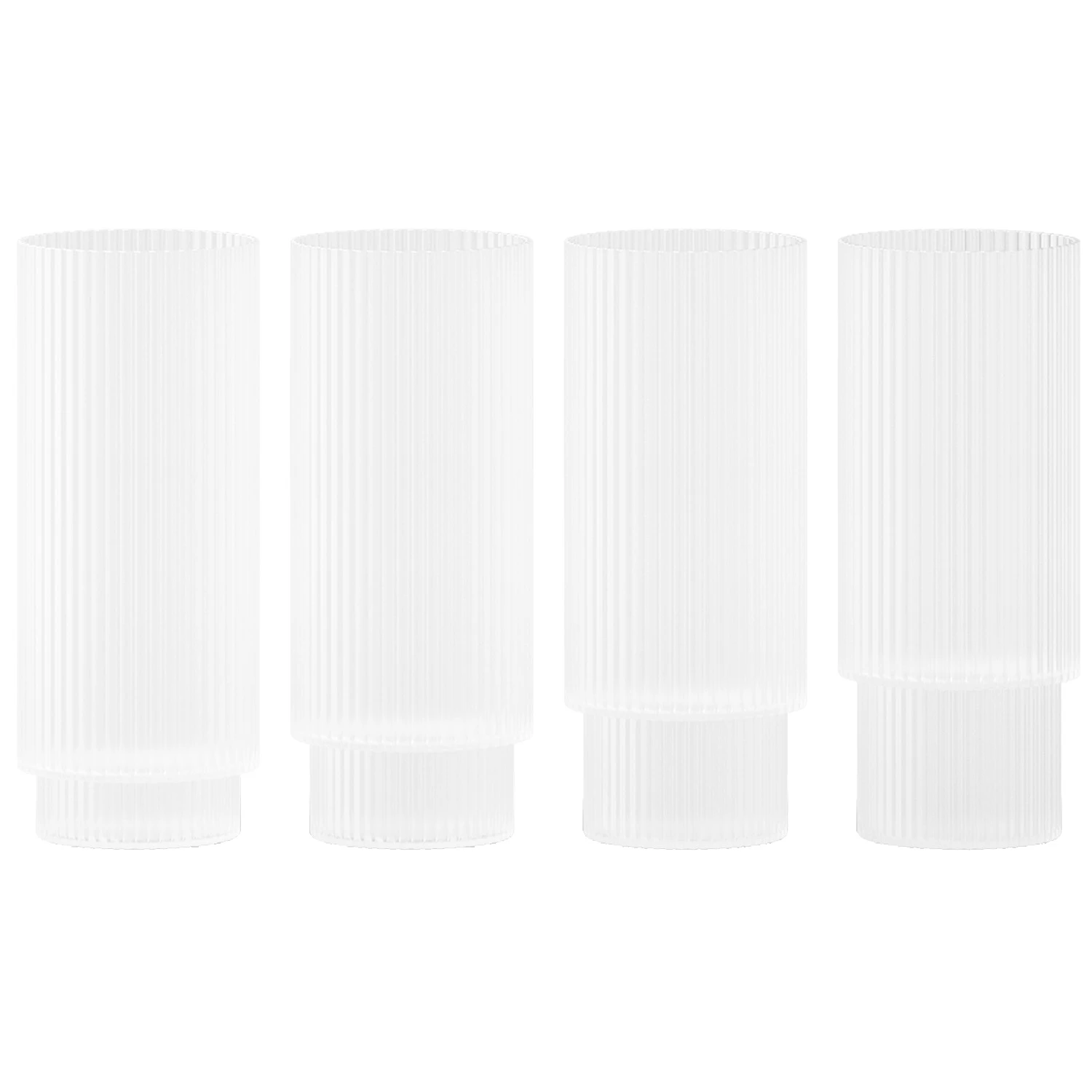 Ferm Living Ripple Longdrinkglass 4-pk Frosted -  Highballglass & Longdrinkglass Munnbl&aring;st Glass Frostet - 1104269323
