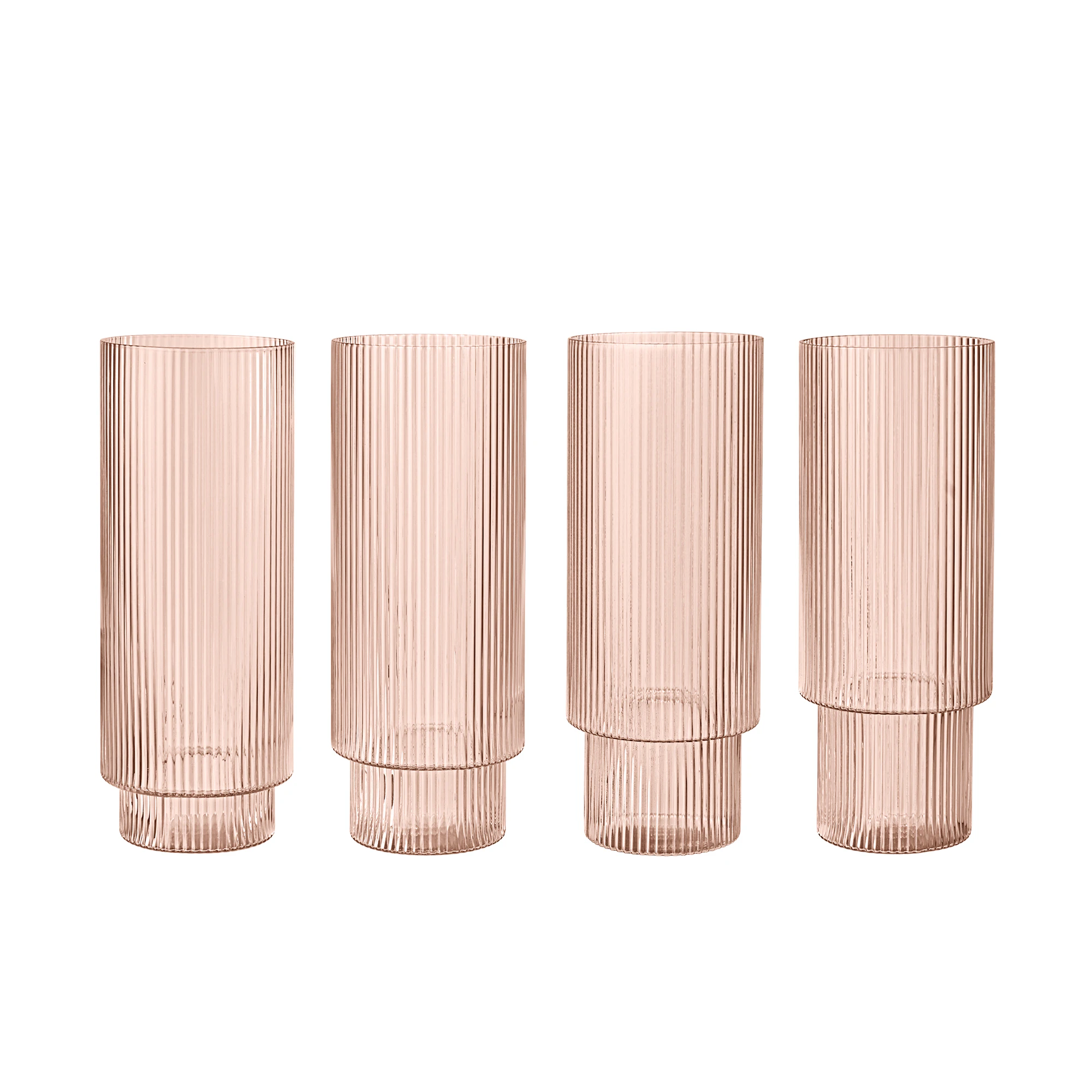 Ferm Living Ripple Longdrinkglass 4-pk - Highballglass & Longdrinkglass Munnbl&aring;st Glass Blush - 1104274225