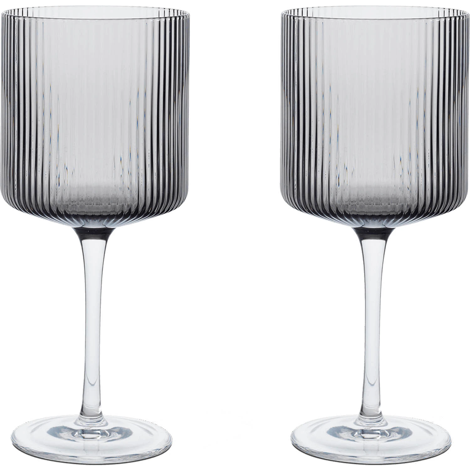 Ferm Living Ripple R&oslash;dvins 2-pk Smoked Grey -  Vinglass Glass R&oslash;ykgr&aring; - 1104270092