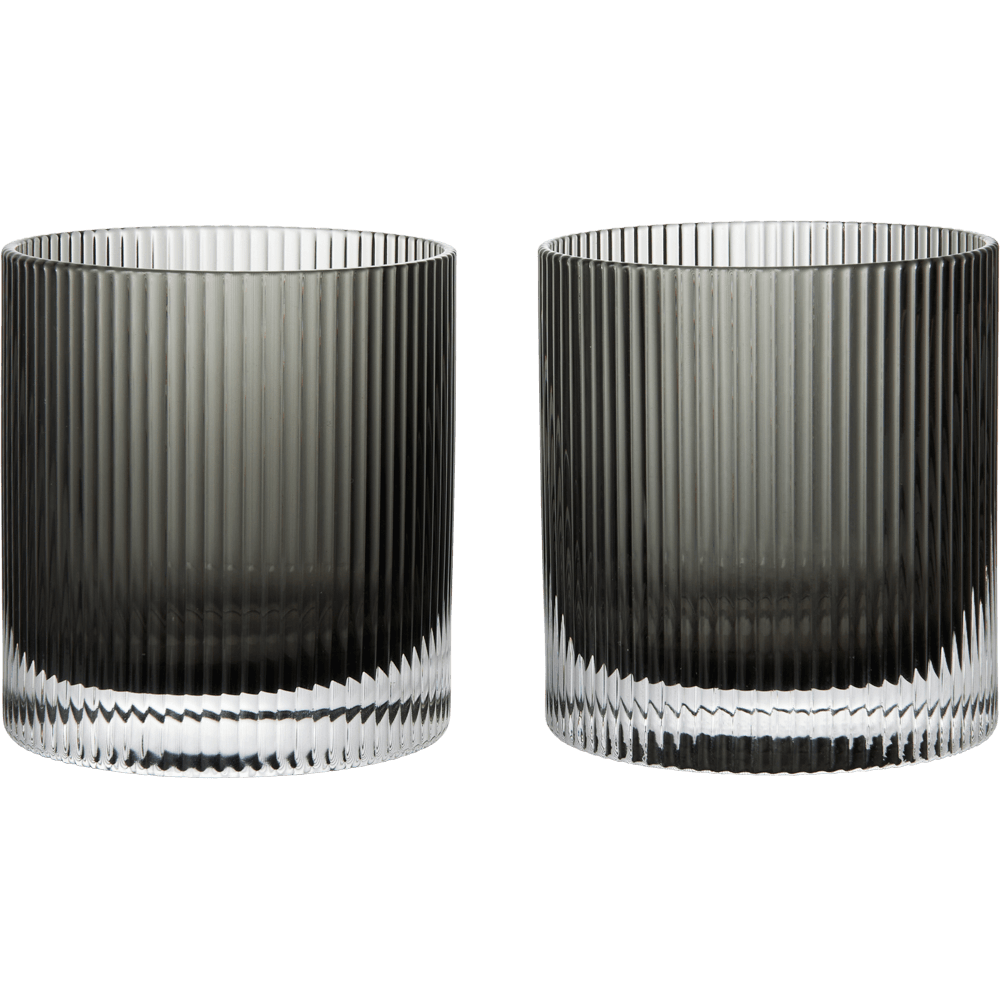 Ferm Living Ripple Tumblerglass 2-pk Smoked Grey -  Tumblerglass Munnbl&aring;st Glass R&oslash;ykgr&aring; - 1104270637