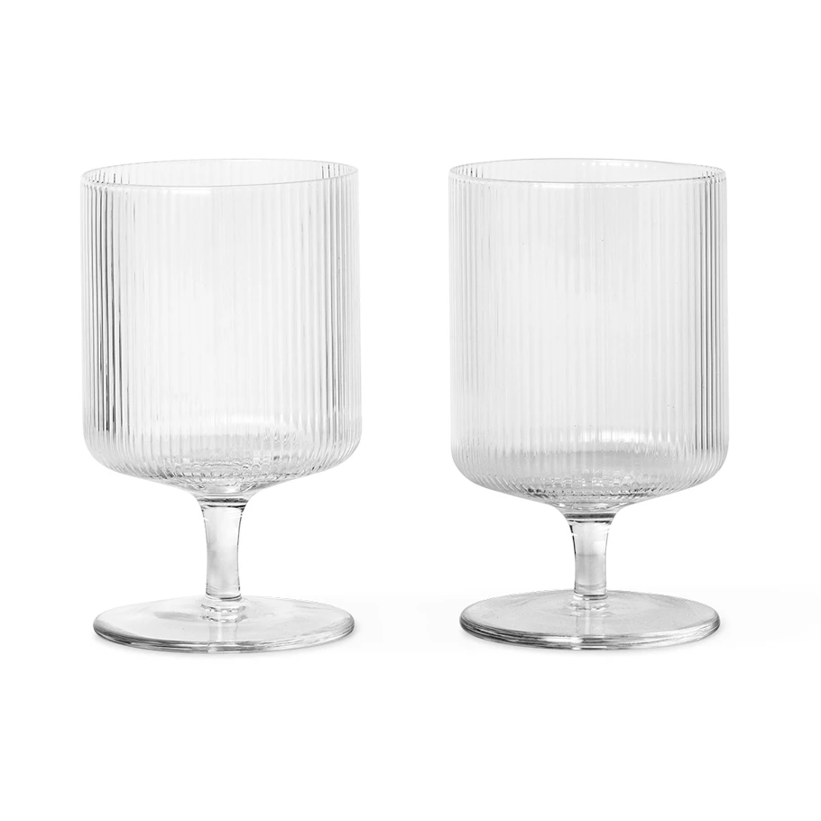 Ferm Living Ripple Wine  2 Pcs. Vin 2-pk  -  Vinglass Glass Klar - 100488211