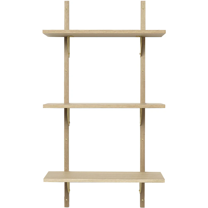 Sector Tripple Narrow Hylle 54x102 cm, Eik/Messing