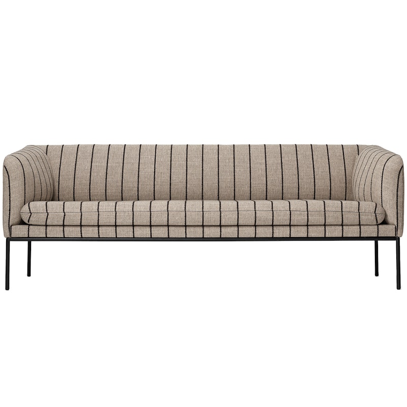 Turn Boucle 3-Seter Sofa, Svart / Sand