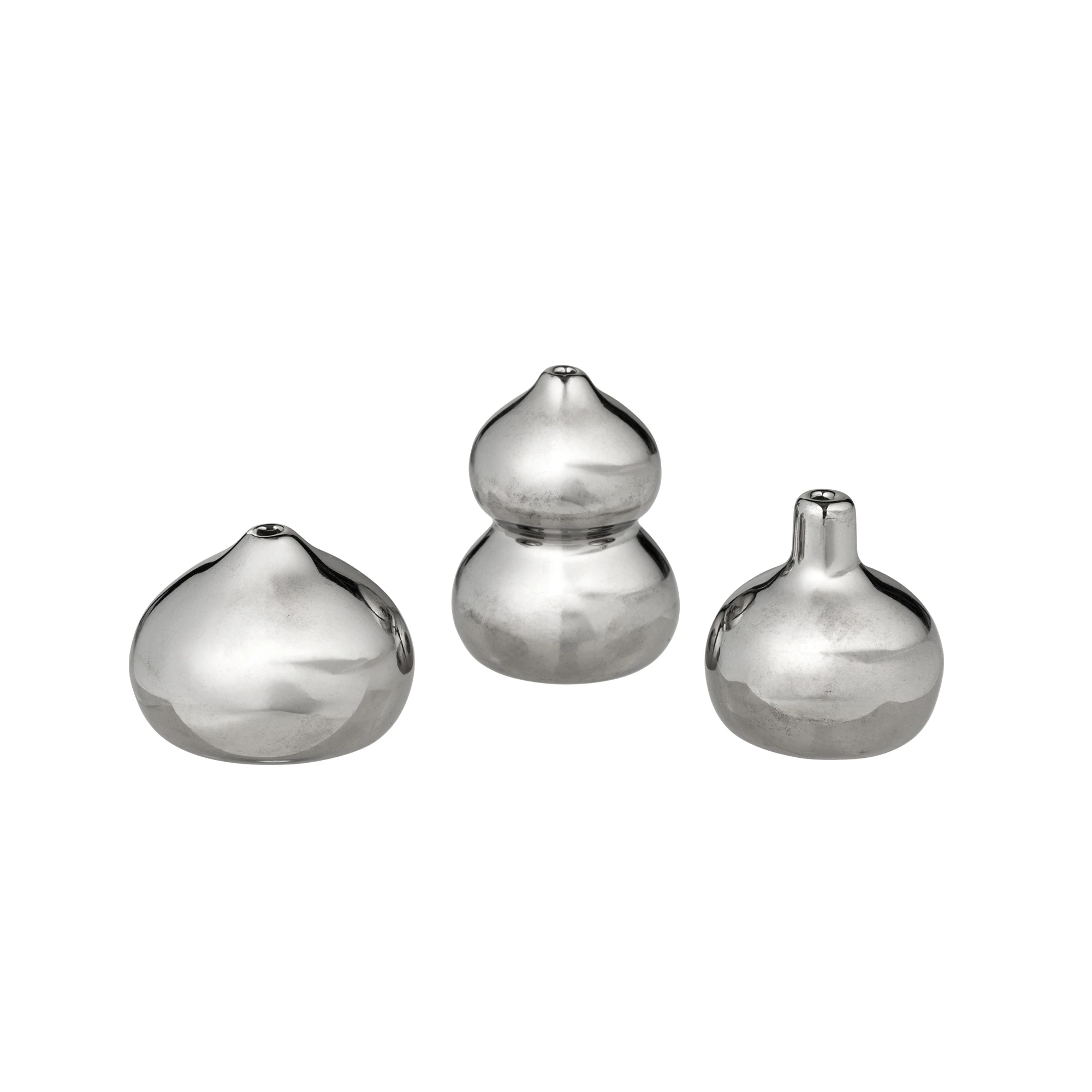 Ferm Living Komo Vase 3-pk - Vaser Electroplated Stoneware Silver - 1104273664