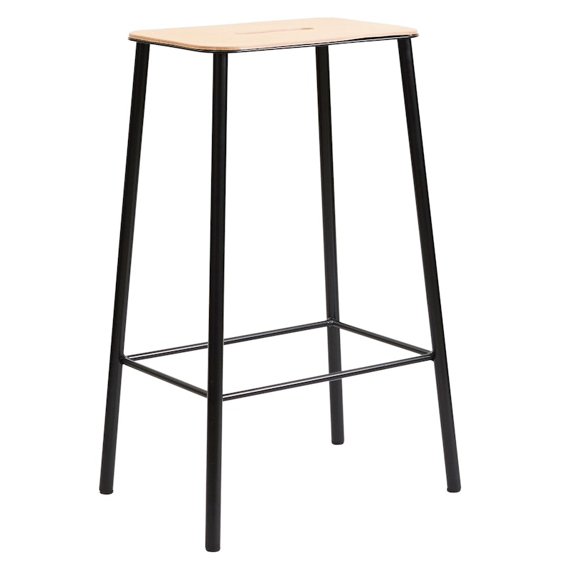 Adam Stool Barstol 65 cm, Skinn/Matt Sort