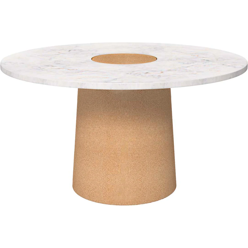 Sintra Spisebord Ø135 cm, White Marble / Cork