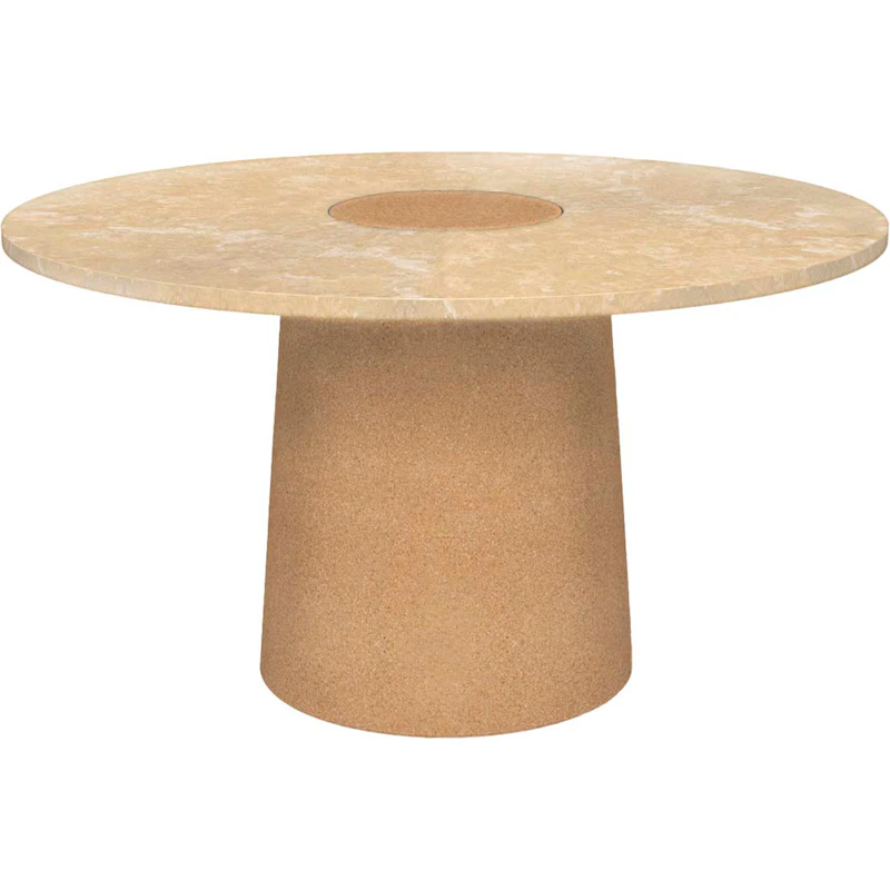 Sintra Spisebord Ø135 cm, Gul kalkstein / Cork