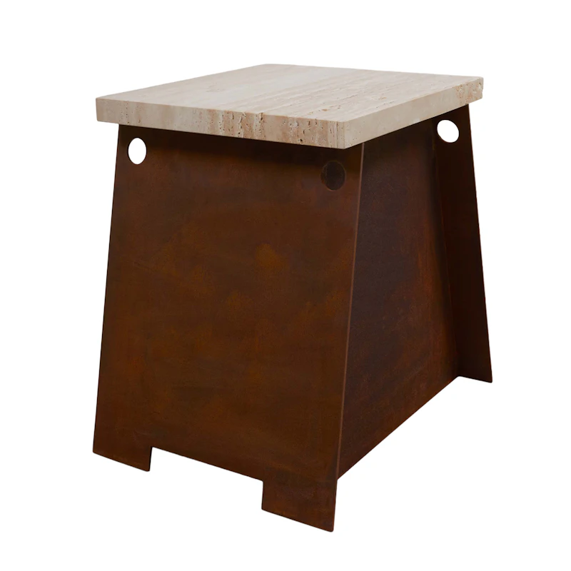 64 Sidebord, Corten / Travertin