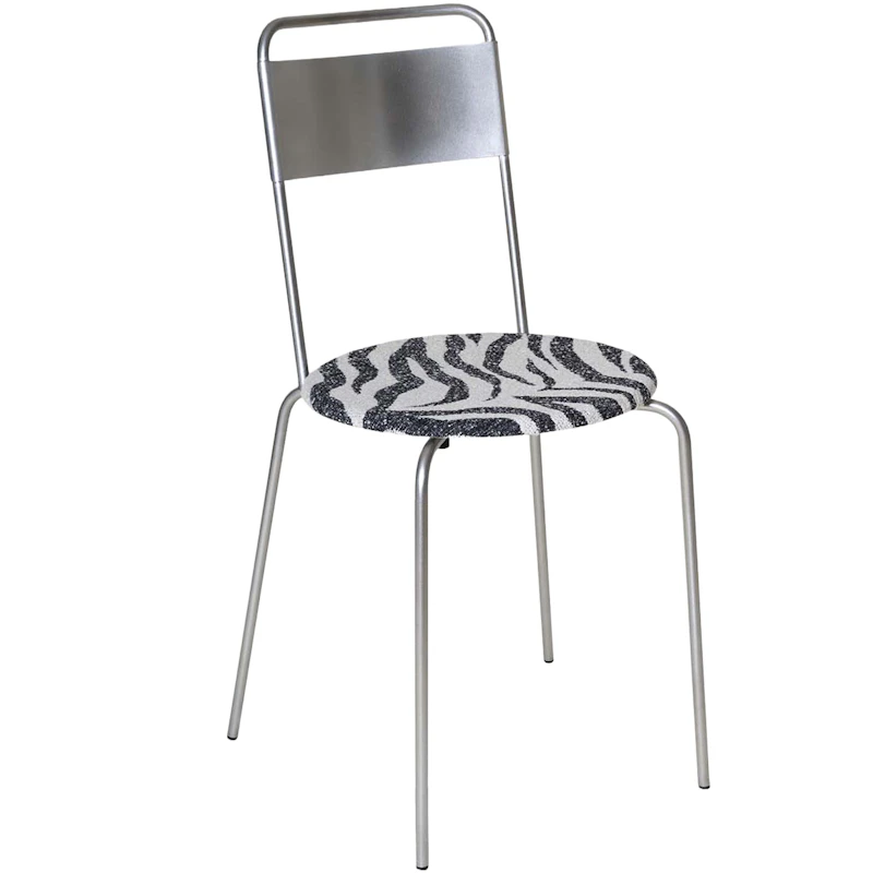 Petit Rond Stol, Rustfritt Stål / Zebra