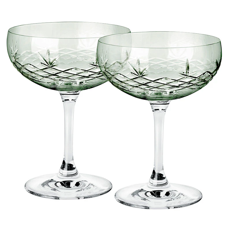 Frederik Bagger Crispy Gatsby Champagneglass 2-pk Emerald -  Champagneglass Krystall Smaragd - 10383