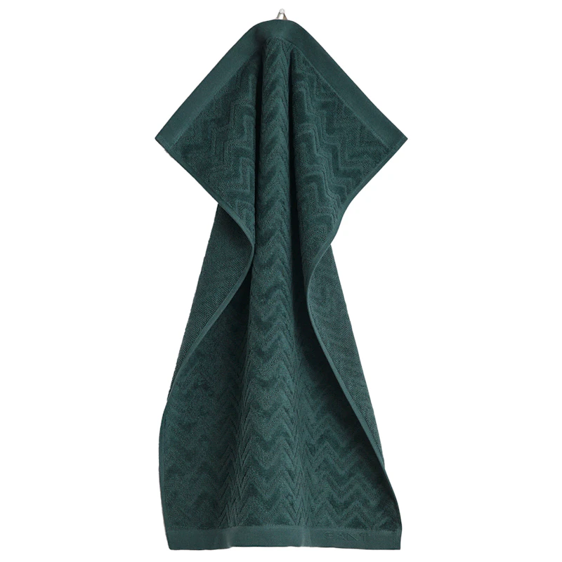Jacquard Herringbone Håndkle 50x70 cm, Tartan Green