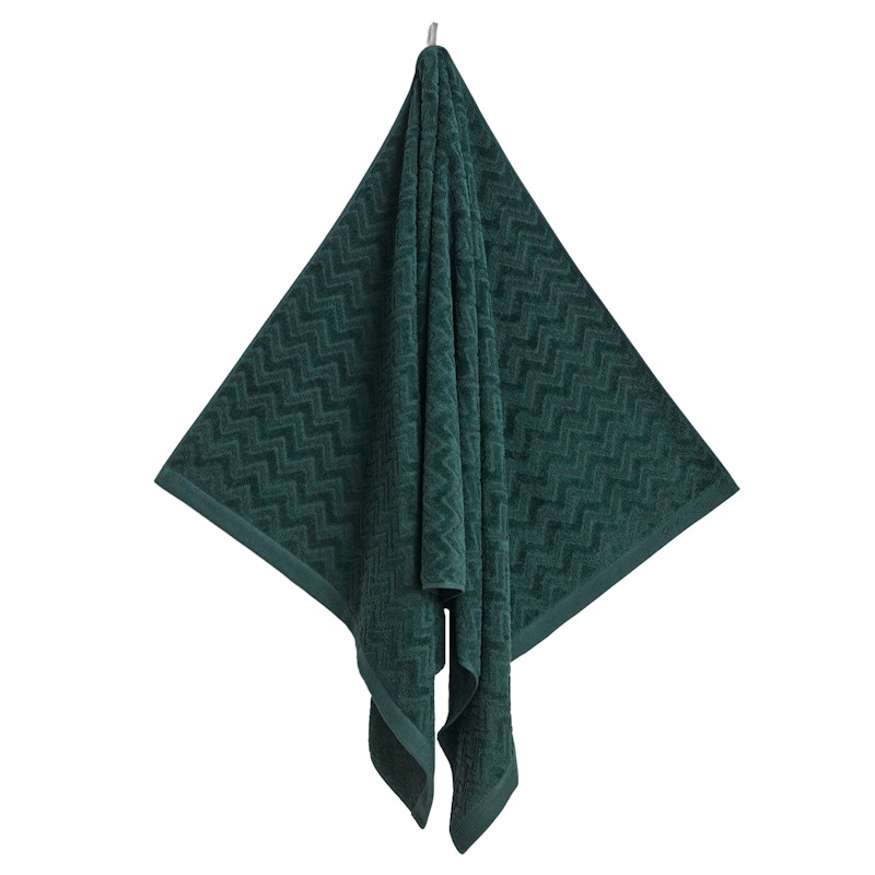 Jacquard Herringbone Håndkle 50x70 cm, Tartan Green