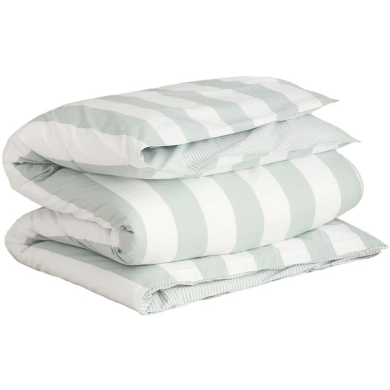 Percale Stripe Dynetrekk 150x210 cm, Clay Green