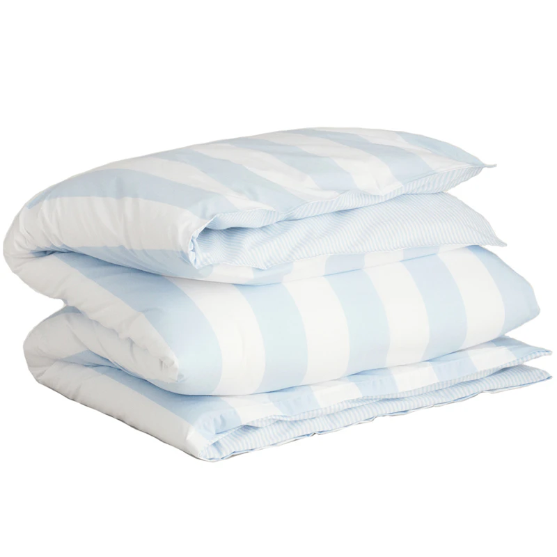 Percale Stripe Dynetrekk 150x210 cm, Rich Blue