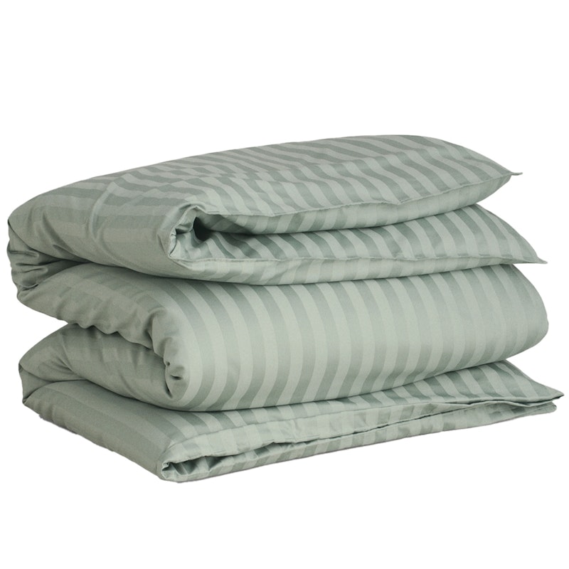 Sateen Stripes Dynetrekk 220x220 cm, Clay Green