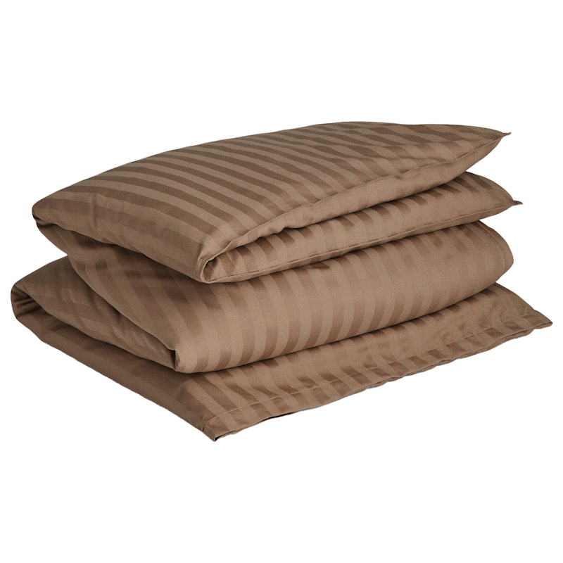 Sateen Stripes Dynetrekk 220x220 cm, Taupe Beige