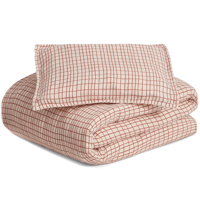 Checks Rust Duvet Cover Set Muslin Cradle, 70x100 cm / 40x45 cm