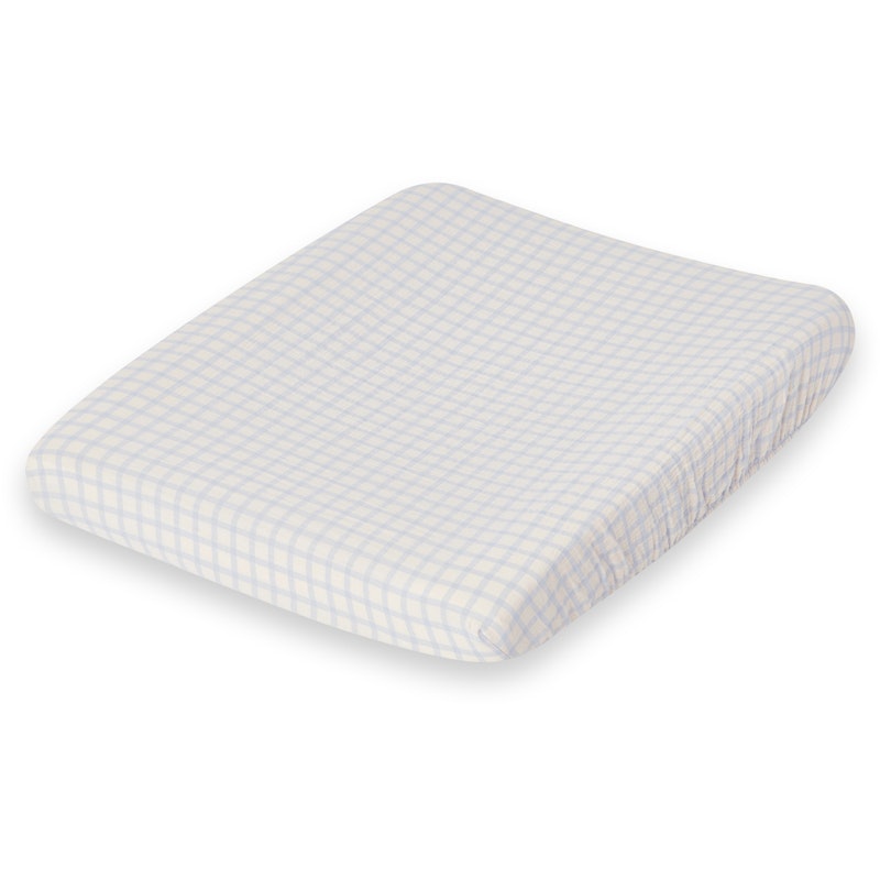 Gingham Sky Blue Muslin Stellemattetrekk, 50x70 cm