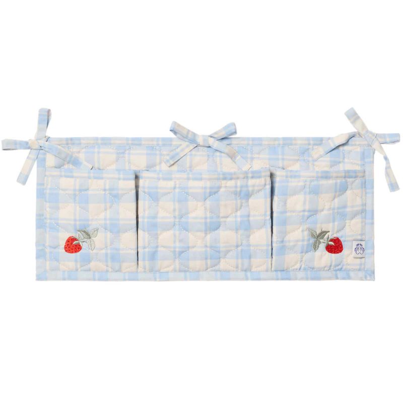 Plaid Sky Blue Sengelomme Quiltet