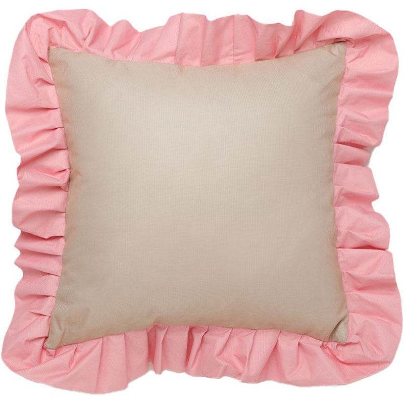 Pute Med Volang Utendørs 61x61 cm, Beige / Rosa