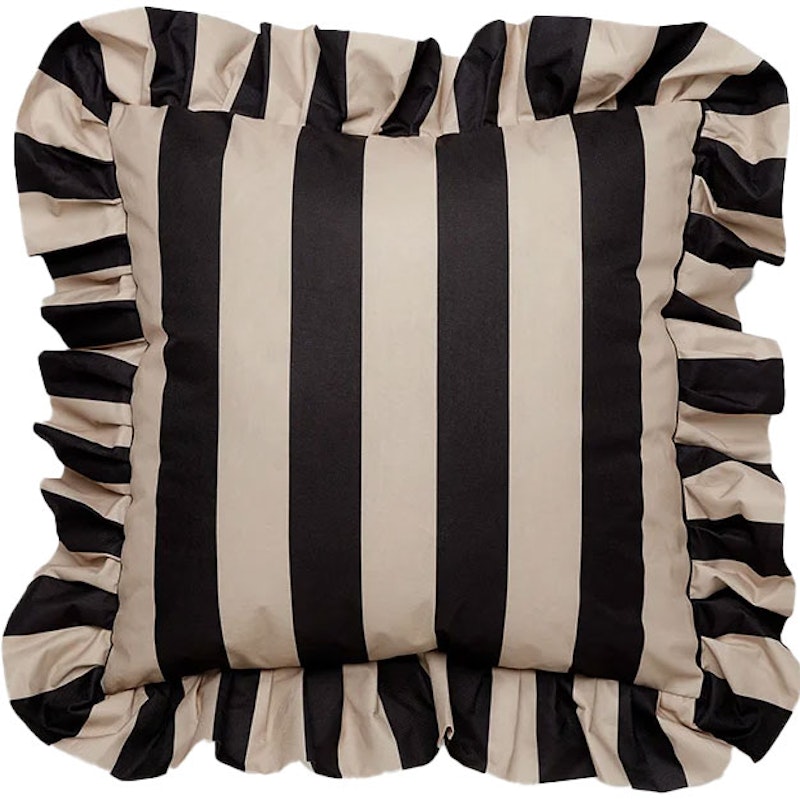 Pute Med Volang Utendørs 61x61 cm, Sort / Beige