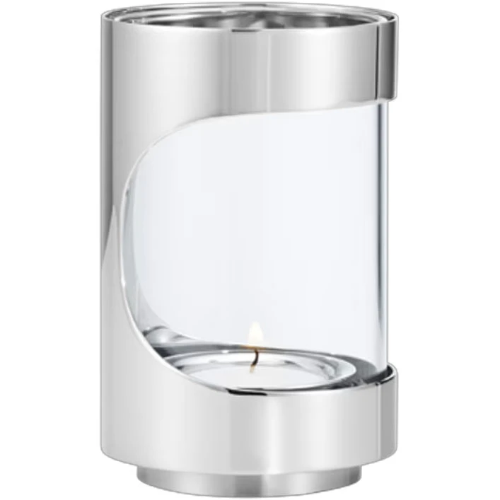Georg Jensen Chrome Telysholder  12 Cm -  Lysestaker Glass Rustfritt st&aring;l - 10020460