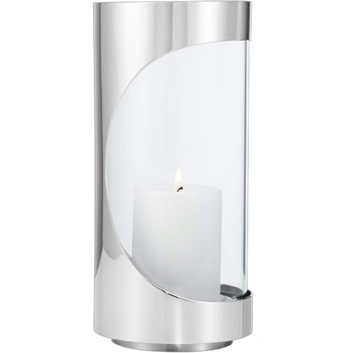 Georg Jensen Chrome Telysholder  22 Cm -  Lysestaker Glass Rustfritt st&aring;l - 10020461