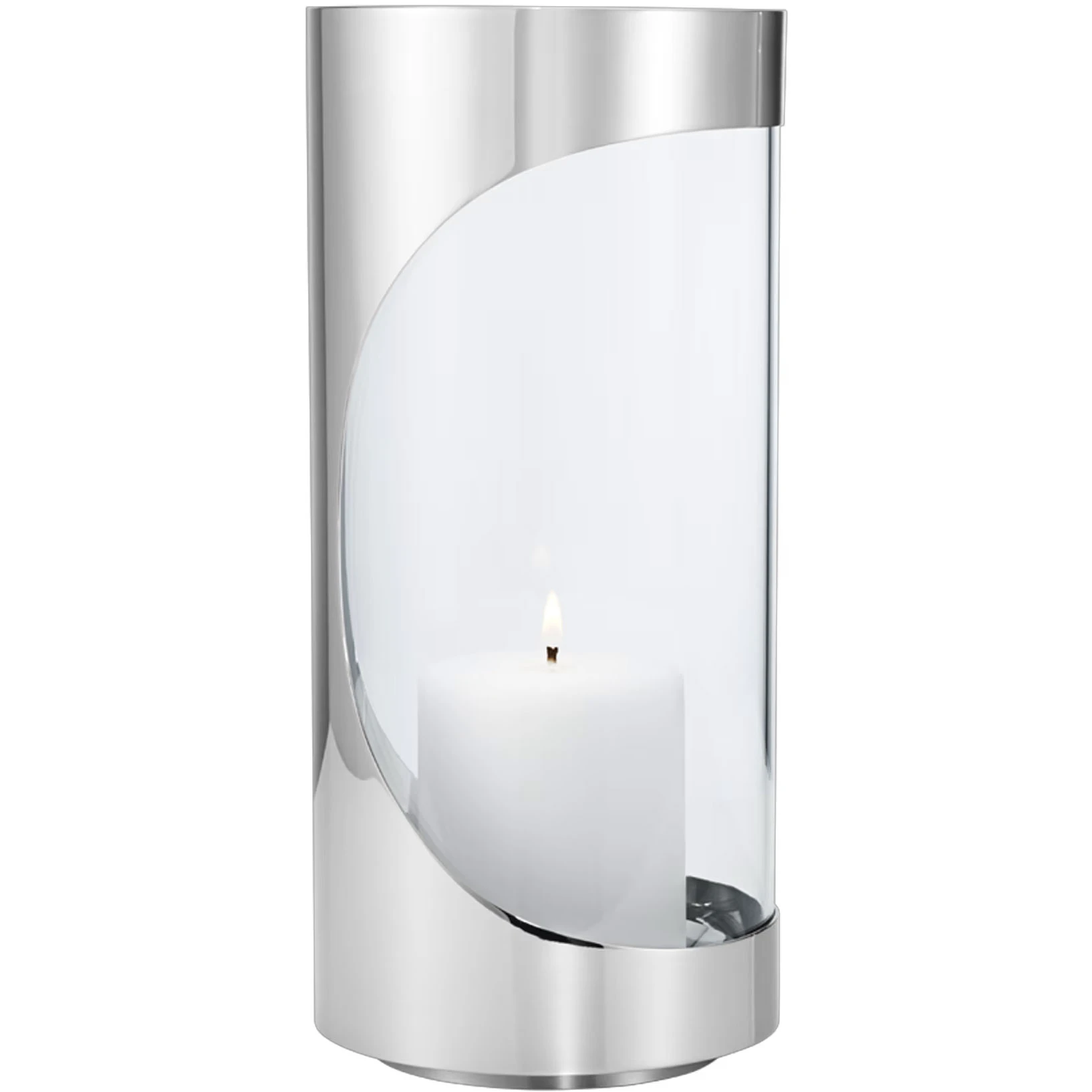 Georg Jensen Chrome Telysholder  28 Cm -  Lysestaker Glass Rustfritt st&aring;l - 10020462