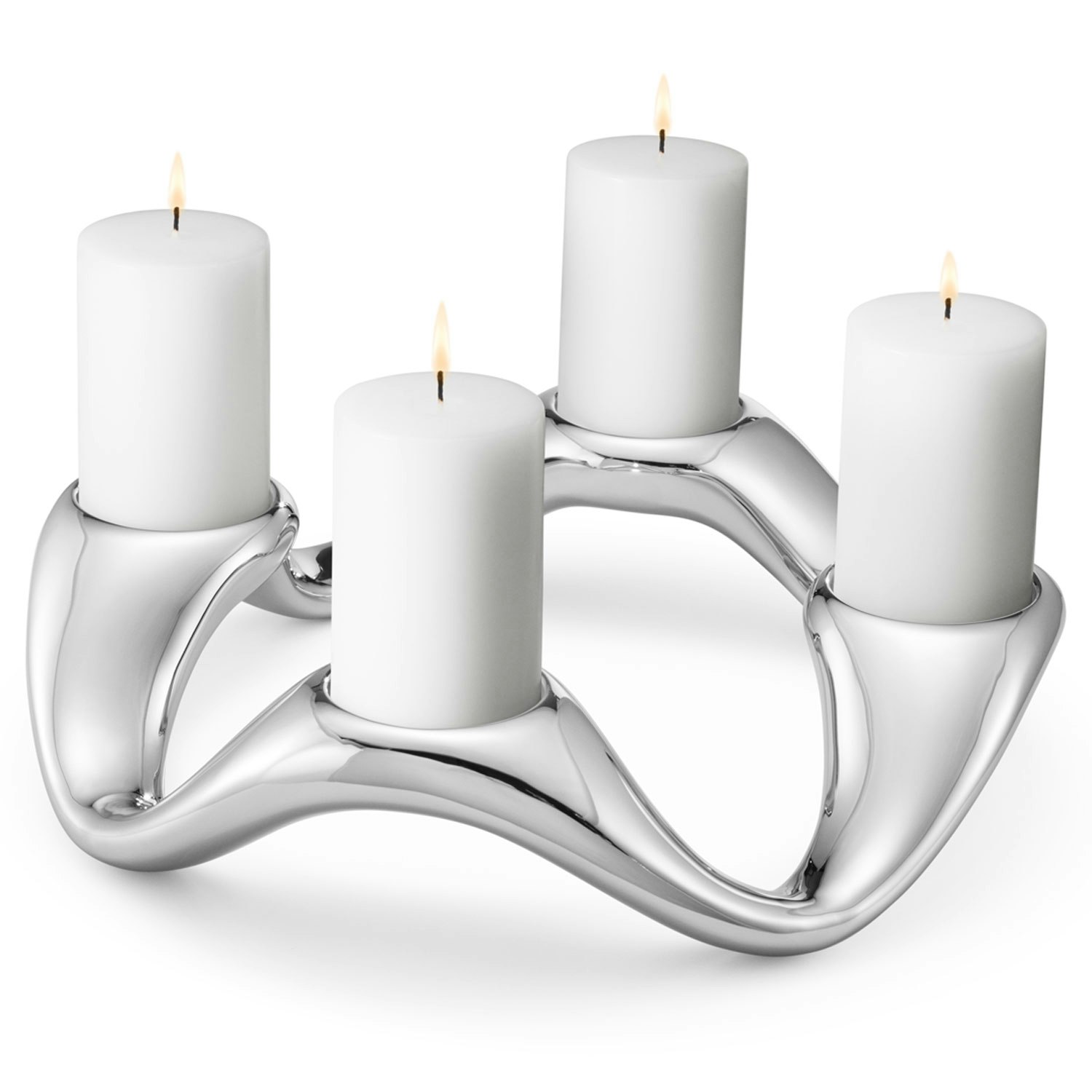 Georg Jensen Cobra 4 Lysestake Til Kubbelys  -  Lys Rustfritt st&aring;l - 10019313