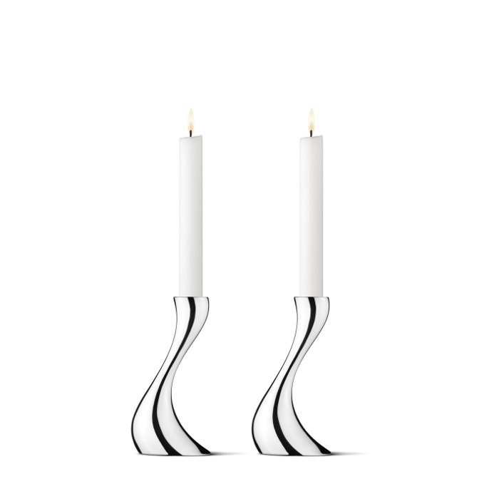 Georg Jensen Cobra Lysestake 2-pak 16 Cm -  Lysestaker Rustfritt St&aring;l Silver - 3586694