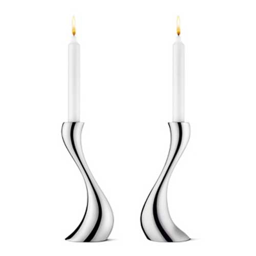Georg Jensen Cobra Lysestake 2-pak 20 Cm -  Lysestaker Rustfritt St&aring;l Silver - 3586579